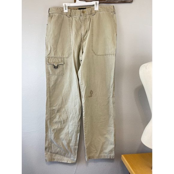Men's Eddie Bauer 38 Tall Cargo Pants Tan Mid Rise